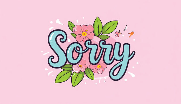 Sorry Text with Floral Design.