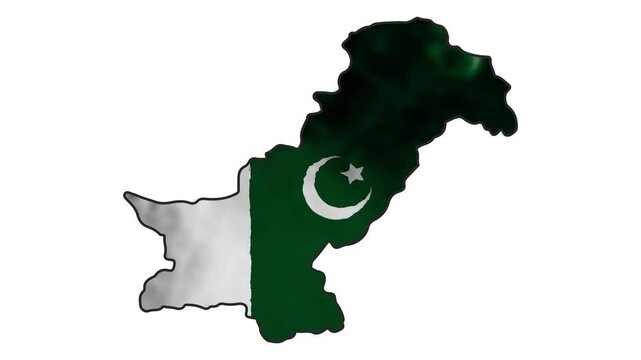 Pakistan map and flag reveal animation map using smoke effect 