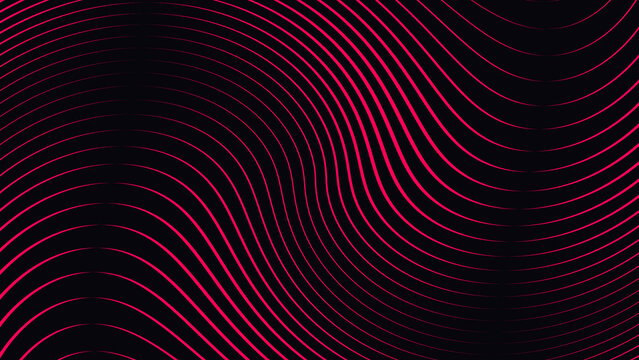 Abstract red wave patterns, black background, modern design elements, vector graphics