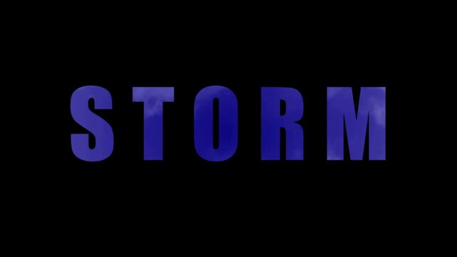 Storm Video in Text Effect Blue Stormy Clouds Black Background