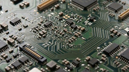 Fototapeta premium Close-up view of a circuit board with various components and wires