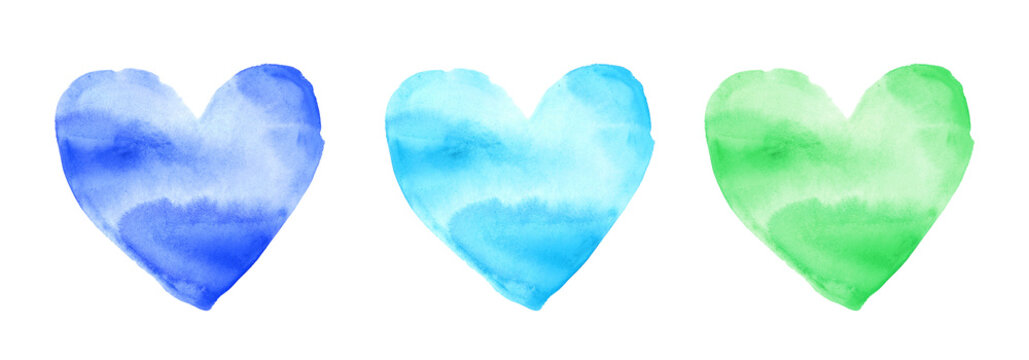watercolor hand draw heart color full multicolor aquarelle &agrave; la main craft c&oelig;ur illustration