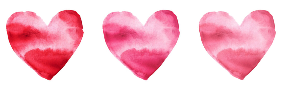 watercolor hand draw heart color full multicolor aquarelle &agrave; la main craft c&oelig;ur illustration