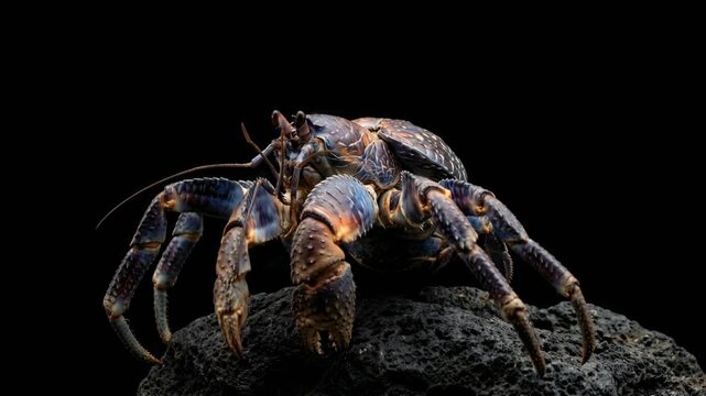 coconut crab isolated on black background christmas island australia close up video