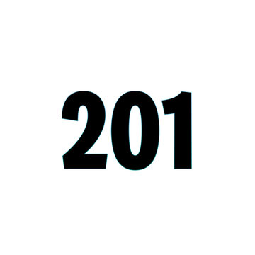 Number 201 in bold black font on white background
