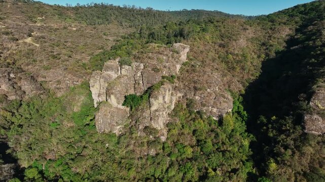 Aerial view of Las Pe&ntilde;as rock formations in Ciudad Guzman, Mexico