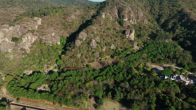 Aerial shot of Las Pe&ntilde;as ecopark near Ciudad Guzman, Jalisco, Mexico