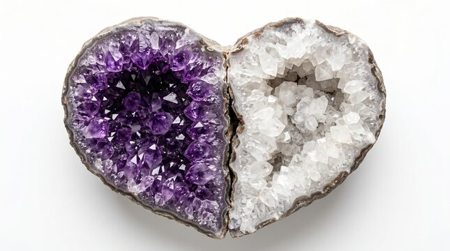 amethyst geode crystal heart purple white mineral rock gemstone crystal cluster amethyst geode crystal heart geode decor home decor crystal gift purple crystal white crystal