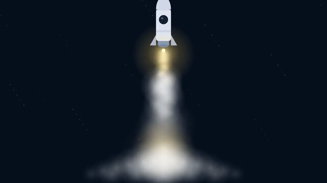 Dark  Rocket Launch Animation Seamless Loop