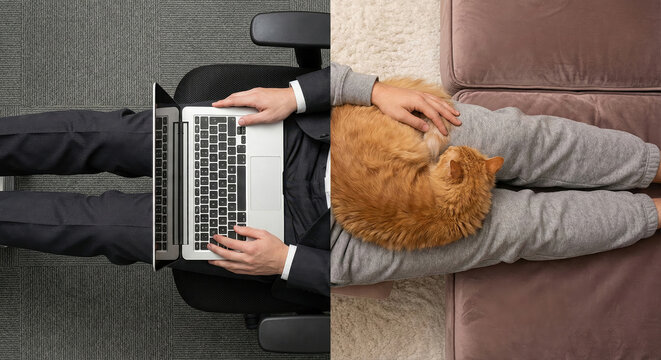 Work From Home Business Professional and Relaxed Lifestyle Contrast
