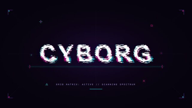 Cyborg Glitch Text Effect Futuristic Digital Typography Design.