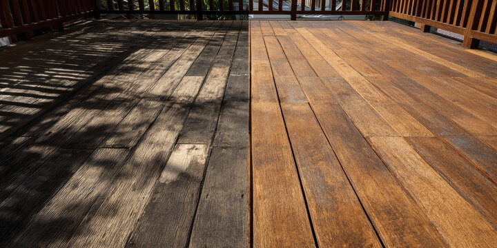 Wooden Deck Cleaning: Before and After Outdoor Terrace Restoration