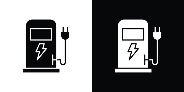 Charging station icon silhouette pack. Flat symbols