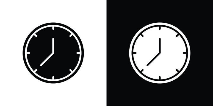 Clock seven icon silhouette pack. Flat symbols