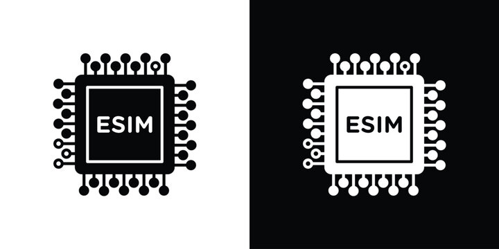 ESIM icon silhouette pack. Flat symbols
