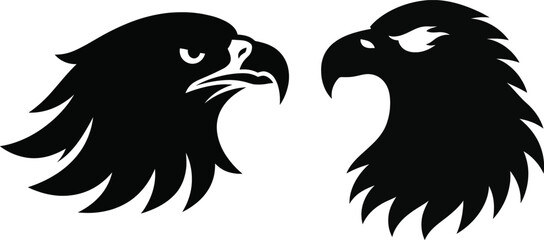 Naklejka premium Eagle Head Silhouette Vector Set with Bold Bird of Prey Mascot Logo Design