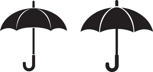 Two black umbrellas with white stripes standing upright Vector © MSTJESMIN