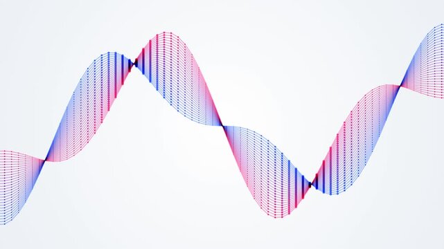 Abstract technology background animation featuring a blue and pink gradient digital wave of thin vertical lines rippling on a bright backdrop, perfect audio equalizer loop template