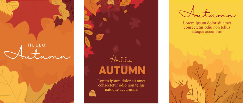 Simple minimalist autumn fall vector design illustration background with autumn leaf theme design. for banner, poster, social media, promotion Pro Vector