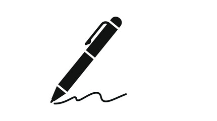 Black ballpoint pen icon for signature or writing on blank paper © matahari