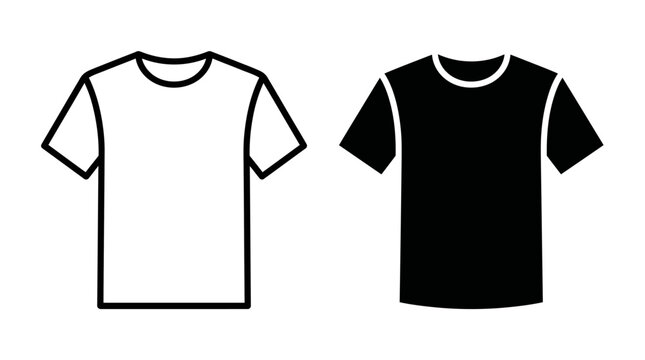 Blank T-shirt design templates in monochrome style for apparel branding concepts