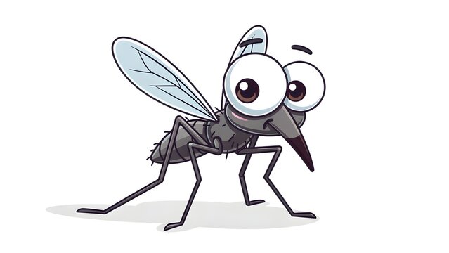 Cartoon Mosquito Character Wide Eyed Curious