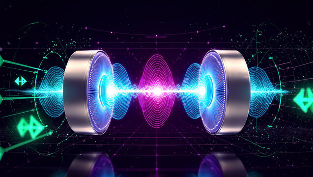 Wireless Power Transfer Energy Beam Technology Scientific Visualization, Educational Digital Art Concept