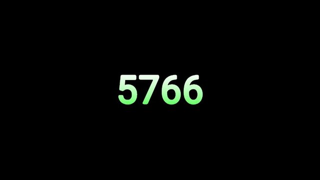 Green simple counter, Minimalist data animation, Clean numeric display