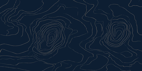 Abstract topographic map contour lines on dark blue background with topographic abstract background navigation geography cartography elevation minimalist technology landscape illustration © MOHAMAD