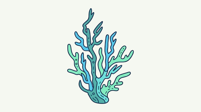 Illustrazione vettoriale stilizzata di un corallo marino dai colori vivaci, disegnato con uno stile grafico moderno e pulito su uno sfondo chiaro, ideale per design naturalistici.