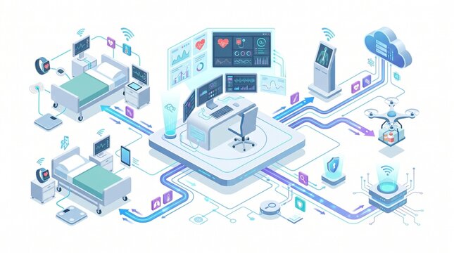 Smart hospital network with digital health monitoring system