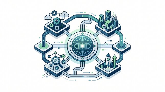Isometric digital technology network and data connection