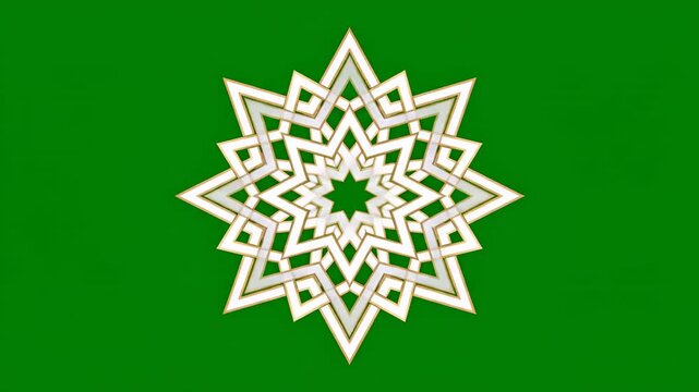 Geometric Snowflake Pattern rotating with subtle light changes on green and black background