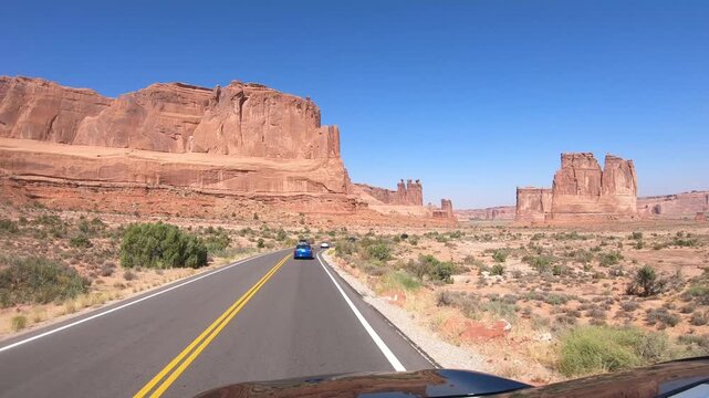 Epic driving footage through the Western United States with panoramic landscapes and adventure travel