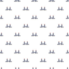Naklejka premium Seamless repeating pattern featuring simple stylized castle walls and towers with red roofs
