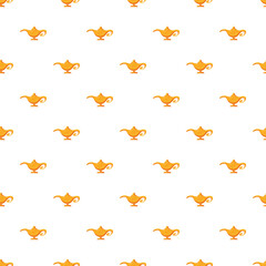 Naklejka premium Golden wishing lamps creating a fantasy seamless pattern for design elements