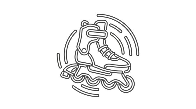 Inline skate boot with wheels in line art.