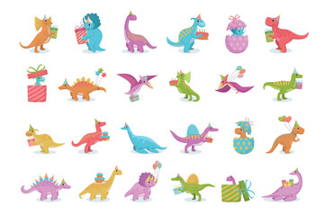 Cute Cartoon Dinosaur Birthday Party Illustration Collection © Stellarisa