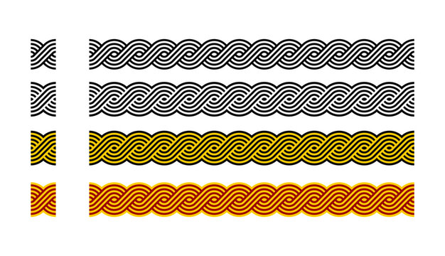 Geometric Wave Lines Seamless Pattern Frame Border Vector Illustration