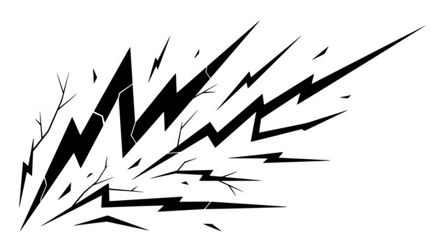 Lightning Bolt Icon Set of Stylized Black and White Energy Flashes with Dynamic Abstract Lightning Shapes