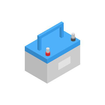 Battery, isometric icon. Energy storage and power supply