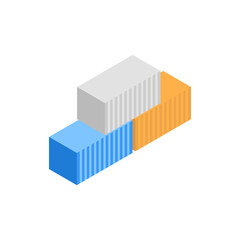 Fototapeta premium Shipping containers, isometric icon. Cargo transportation and freight logistics