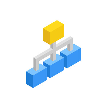 Hierarchy diagram, isometric icon. Organization structure and workflow management