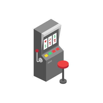 Slot machine, isometric icon. Casino gambling and jackpot game