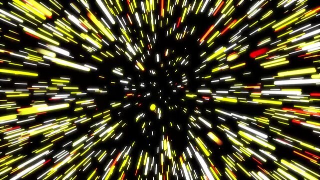 Glowing Neon Rays Motion in SPACE, lightspeed journey through time continuum. 3D Animation with 4 color neon lights. FUTURISTIC and ABSTRACT colorful background.  Digital Wallpaper Design Concept 