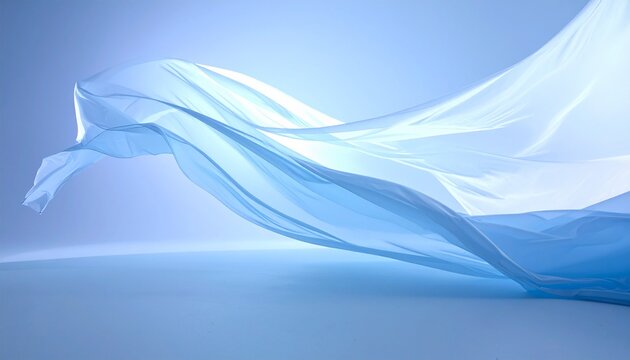 Surreal Curiosity of a Light Veil in Mystical Movement with Abstract Wonder. A flowing light blue veil moves mysteriously in a surreal abstract setting with a sense of wonder.