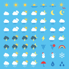 Obraz premium Colorful weather icon set vector