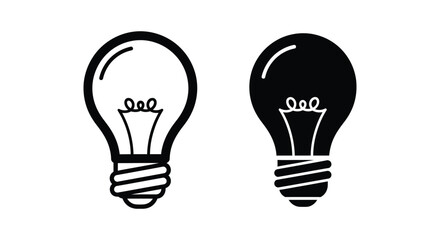 Naklejka premium Set of light bulb icons, outline and solid style, vector illustration of electric light bulbs, symbol of idea and innovation, simple flat design elements