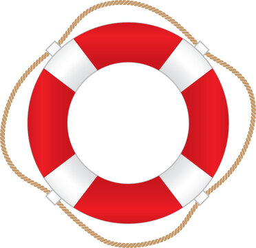 Red and white lifebuoy vector illustration isolated on white background