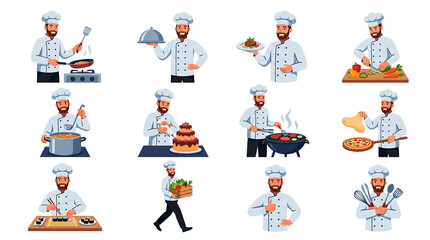 Fototapeta premium Cartoon Chef Character Culinary Activities